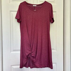 NWT‎ Miselon Short Shirt Dress Womens Large Red Tie Scrunch Bottom